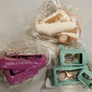 Young Living Cream, Purple, and Green Keychain Set